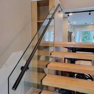 Interior glass railings on stairs